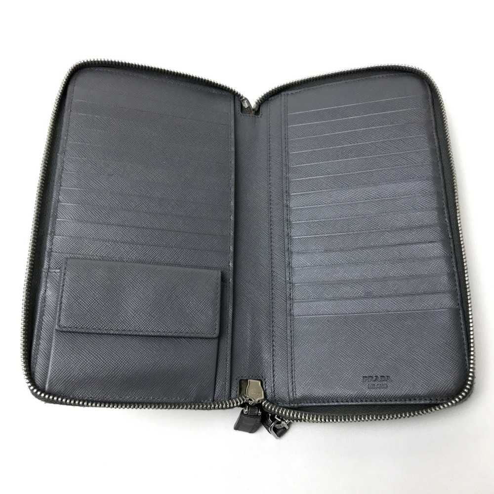 PRADA Prada 2M1303 round zipper wallet Saffiano W zipper travel case long wallet (with coin ...