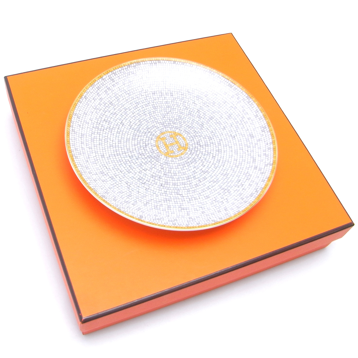 [饭能总公司] hermes爱马仕马赛克van牛锅盘两盘盘碟马赛克白金白金色