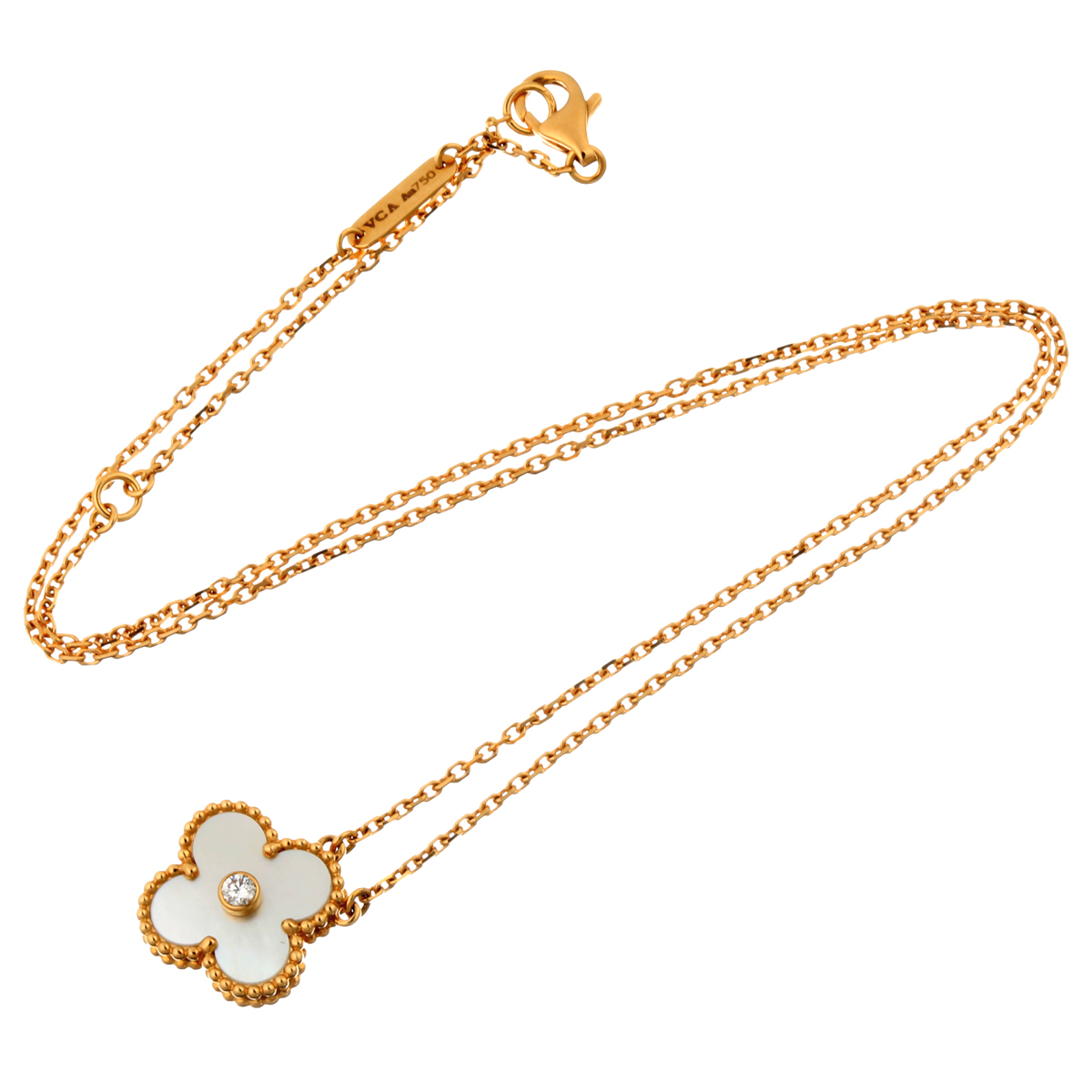 梵克雅宝van cleef&arpels梵克雅宝复古alhambra 1p钻石贝壳吊坠750