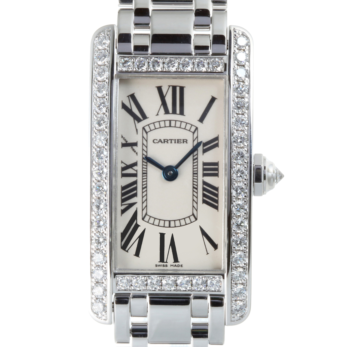 Cartier カルティエ Wb タンクアメリカンsm ベゼルダイヤモンド 750ホワイトゴールド レディース 腕時計 Dh 中古 Aランク ー ブラモ 欲しいブランド品がすぐ見つかる ネット通販サイト