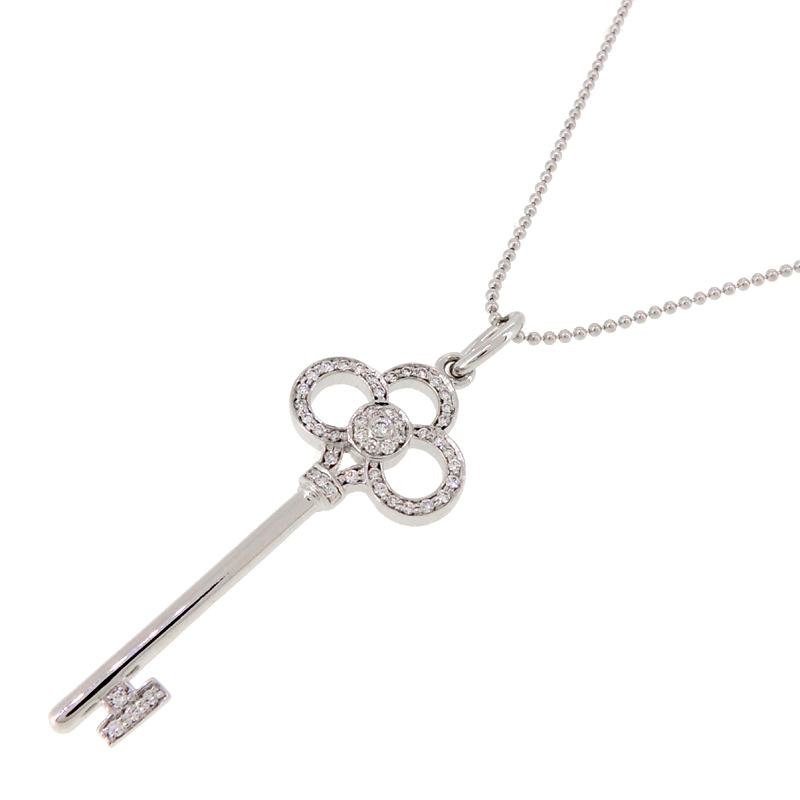 皇冠钥匙吊坠钻石750白金x钻石女士项链dh52980 [二手] a级 ー the