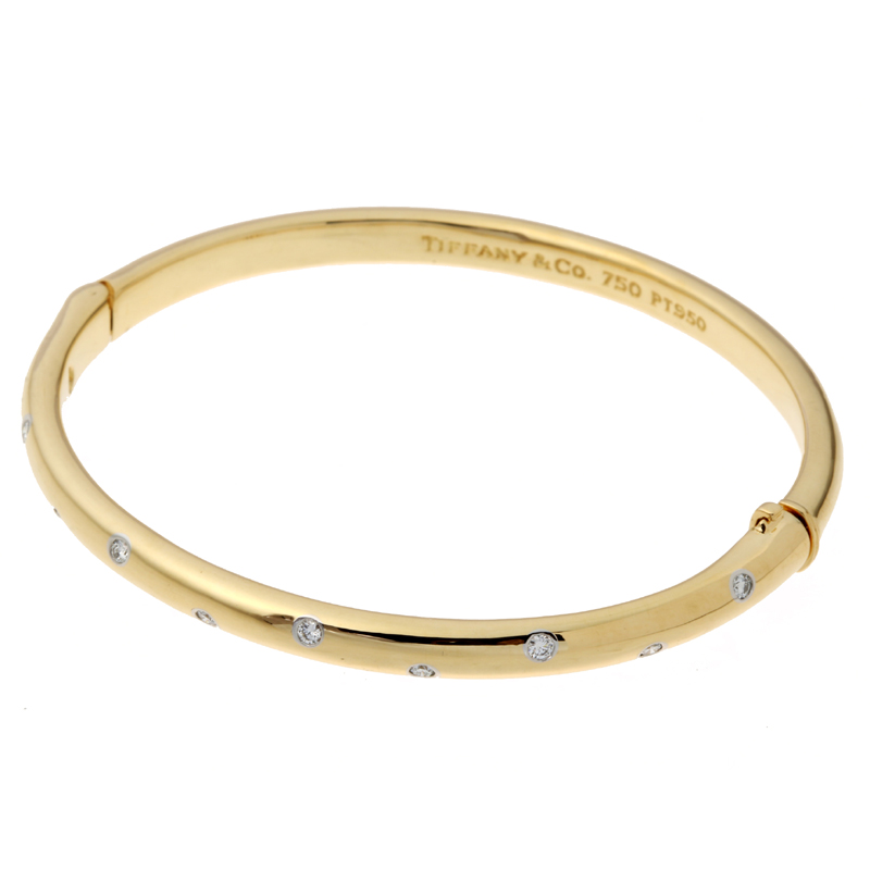 Tiffany Co ティファニー ドッツ ダイヤモンド バングル 750イエローゴールド Pt950プラチナ レディース ブレスレット Dh 中古 Aランク ー ブラモ 欲しいブランド品がすぐ見つかる ネット通販サイト