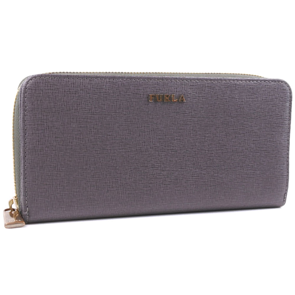 Furla Round Zipper Leather Gray Ladies Long Wallet Used ー The Best Place To Buy Brand Bags Watches Jewelry Bramo