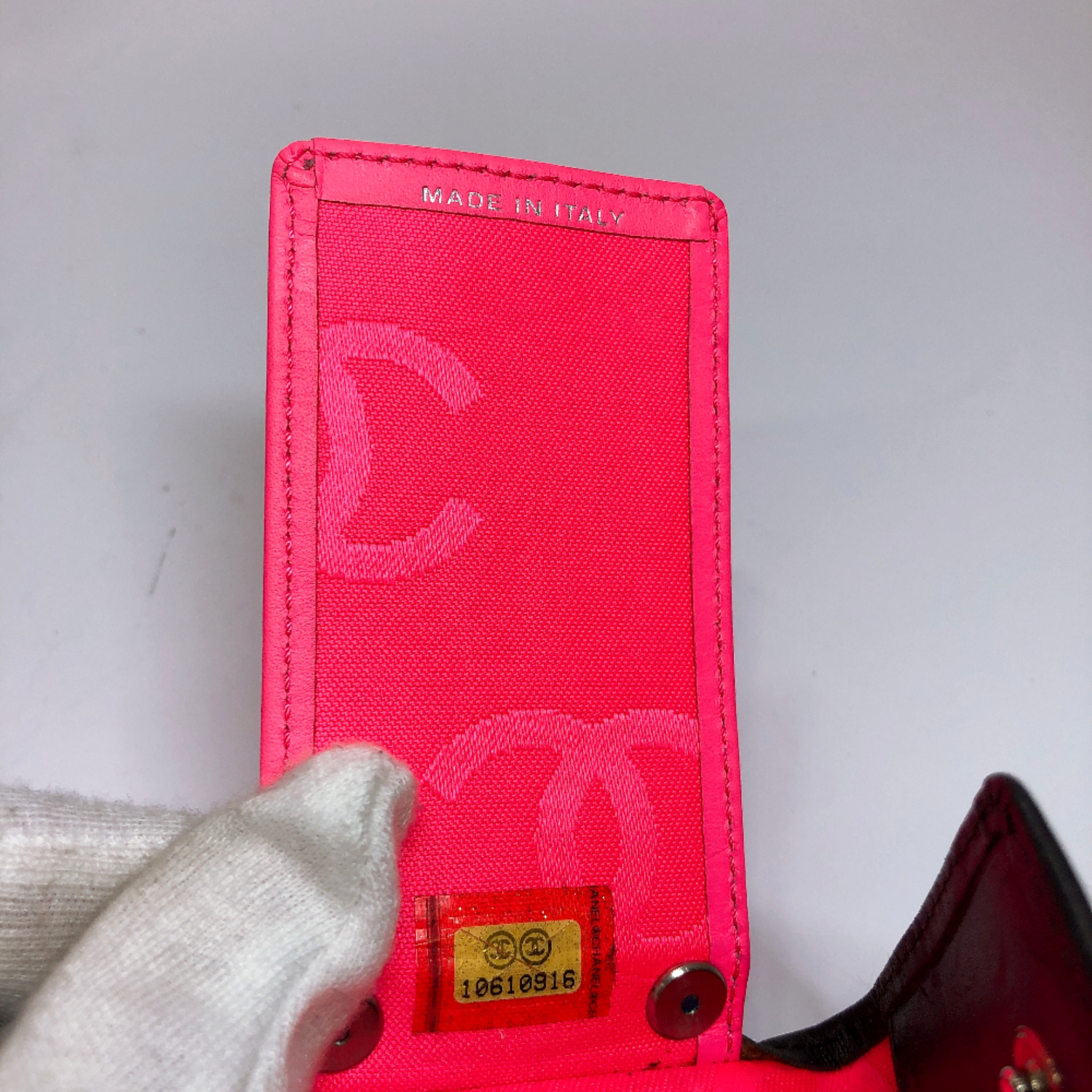 chanel香奈儿钥匙包cambon line 6小羊皮黑色粉色[二手]女士