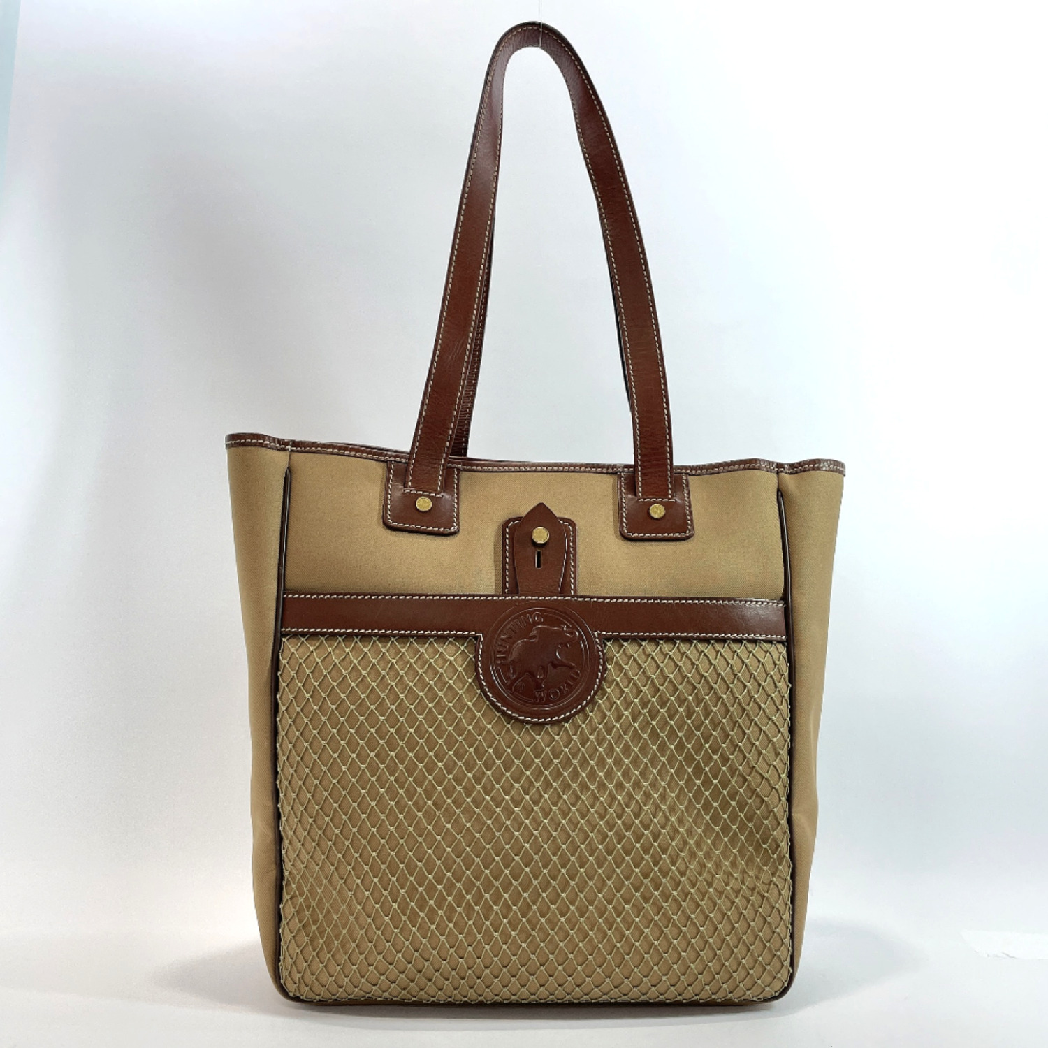 Hunting World ハンティングワールド トートバッグ サファリ トゥデイ キャンバス レザー カーキ ブラウン 中古 メンズ ー ブラモ 欲しいブランド品がすぐ見つかる ネット通販サイト