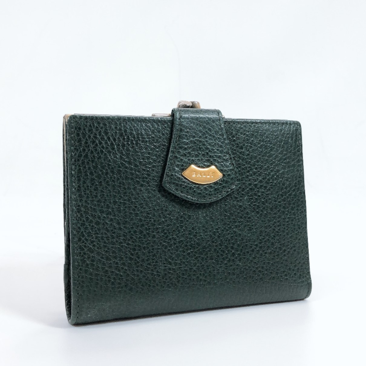 Bally バリー がま口 二つ折り財布 レザー グリーン 中古 レディース ー ブラモ 欲しいブランド品がすぐ見つかる ネット通販サイト
