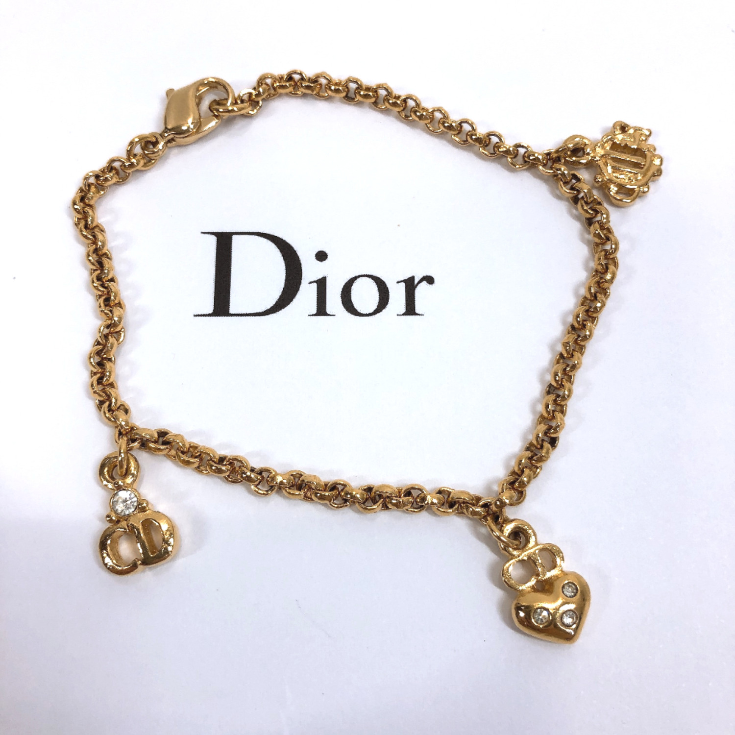 美品 Dior ディオール ハート ブレスレット ライトストーン-