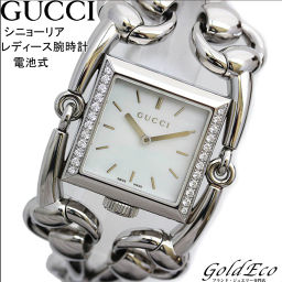 GUCCI 【Gucci】 Signoria Ladies Watch Brace Watch Hose Bit Bracket Battery Operated Quartz Silver Shell Dial Diamond 116.3 [Pre]
