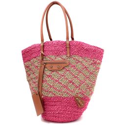 BALENCIAGA Balenciaga basket bag tote bag raffia / straw / leather pink women [pre]