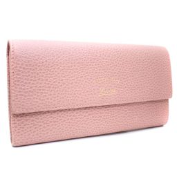 GUCCI Gucci Folded Logo Swing 354496 Long Wallet Leather Pink Ladies [Pre]