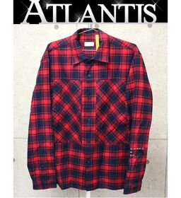 Ginza store Moncler 2018AW GENIUS fragment check shirt long sleeve size2 red