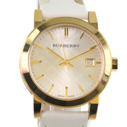 BURBERRY BU9110 Stainless Steel x Leather Gold Quartz Unisex Silver Dial Watch [Used] A-Rank