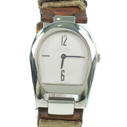 COACH Coach Signature 0208 Stainless Steel x Canvas x Leather Quartz Analog Display Ladies Silver Dial Watch [Used]