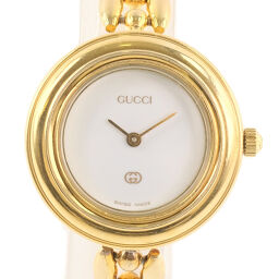 GUCCI Gucci Change Bezel 1100L Stainless Steel Gold Quartz Analog Display Ladies White Dial Watch [Used]