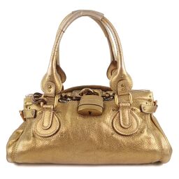 Chloe Chloe Paddington Leather Leather Gold Women's Handbag [Used]
