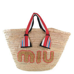 MIUMIU Miu Miu Basket Bag 5BG093 Red / Beige Ladies Handbag [Used]