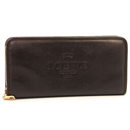 LOEWE Loewe Round Zipper Calf Dark Brown Women's Wallet [Used] A Rank