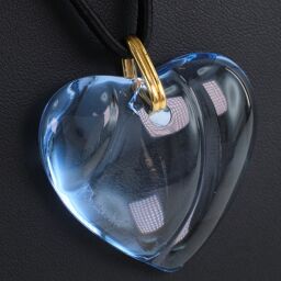 Baccarat Baccarat Heart Crystal x Leather Light Blue / Black Women's Necklace [Used] A Rank