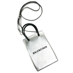 Balenciaga BALENCIAGA Mini Shopping Bag Shoulder Bag 593826 Calfskin Silver Ladies K11121499