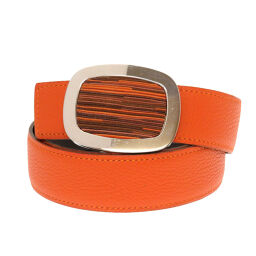 Hermes HERMES Belt Vibrato // Leather Orange 0182 Ladies