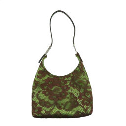 Gucci GUCCI Handbag Satin / Satin Green 0107 Ladies