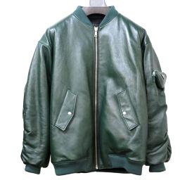 Prada PRADA Oversized Nappa Leather Bomber Jacket Riders Jacket Leather / Leather Green 0025 Men