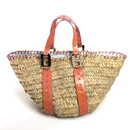 DOLCE &amp; GABBANA Dolce and Gabbana Shoulder Shoulder Bag Basket Bag Handbag Handbag Tote Straw x Enamel Pink Ladies