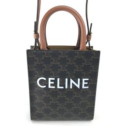 CELINE Celine 194372BZK.04LU Triomphe Mini Vertical Hippo 2WAY Shoulder Bag Handbag PVC / Leather Ladies Dark Brown / Brown