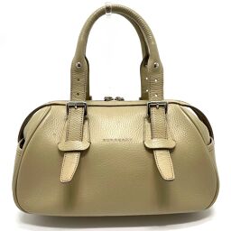 BURBERRY belt type handle inside plaid Boston type handbag leather ladies beige
