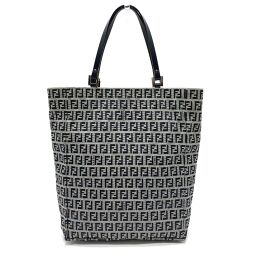 FENDI FENDI Zucchino Zucca pattern FF vertical handbag tote bag canvas ladies black x gray