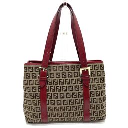 FENDI FENDI Zucca FF pattern handbag tote bag canvas / leather ladies brown x Bordeaux