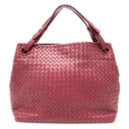 BOTTEGA VENETA 179320 Intrecciato Handbag Shoulder Bag Leather Women's Red