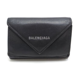 BALENCIAGA Balenciaga 391446 Paper Mini Wallet Leather Women's Men's Tri-Fold Wallet DH67053 [Used]