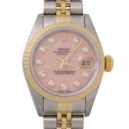 ROLEX 79173 OPG Datejust K No. 2001 10P diamond self-winding watch (with manual winding) Ladies pink dial watch DH67184 [Used] A rank