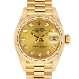 [Used] ROLEX Rolex K18YG Watch Oyster Perpetual R No. 1987-1988 10P Diamond Datejust 69178G Gold Ladies Fashionable Cute Recommended Gift Present 18K K18 Yellow Gold [SH] [BIM]