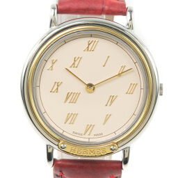 HERMES Hermes Meteor Stainless Steel x Leather Quartz Unisex Ivory Dial Watch [Used]