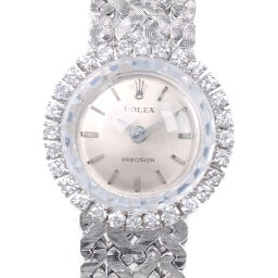 ROLEX Precision Diamond Bezel K18 White Gold x Diamond Manual Winding Ladies Silver Dial Watch [Used]