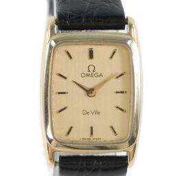 OMEGA Omega Devil / Devil Gold Plated x Leather Gold Quartz Ladies Gold Dial Watch [Used]