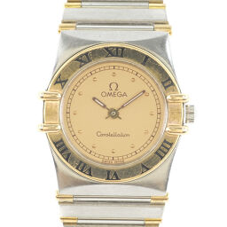 OMEGA Omega Constellation Mini Stainless Steel Quartz Ladies Gold Dial Wrist Watch [Used]