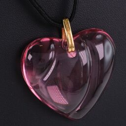 Baccarat Baccarat Heart Crystal x Leather Black / Red Women's Necklace [Used] A-Rank