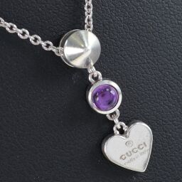 GUCCI Gucci Heart / Studs Silver 925 x Sapphire Purple Women's Necklace [Used]