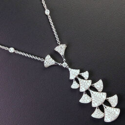 BVLGARI Bvlgari Diva Dream K18 White Gold x Diamond 0.30 / 2.80 Engraved Women's Necklace [Used] A Rank