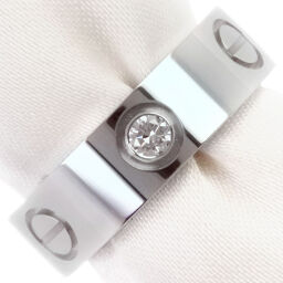 CARTIER Cartier Love Ring Half Diamond * Initial K18 White Gold x Diamond No. 9 Ladies Ring / Ring [Used] A-Rank