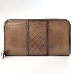 BOTTEGA VENETA long wallet round fastener leather brown [used] men's