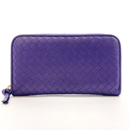 BOTTEGAVENETA Bottega Veneta long wallet round fastener intrecciato leather purple [used] men's