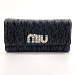 MIUMIU Miu Miu Long Wallet 5MH109 Materasse Leather Black [Used] Ladies