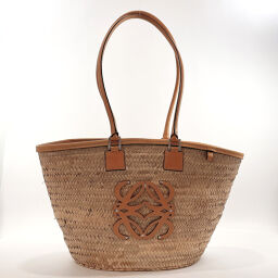 LOEWE Loewe Tote Bag Basket Bag Raffia / Leather Beige Beige [Used] Ladies