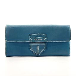 PRADA Prada long wallet leather blue [used] ladies