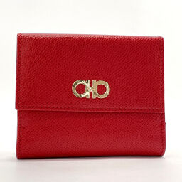 Salvatore Ferragamo Bi-Fold Wallet 22 C880 Gancio Leather Red [Used] Ladies