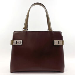 Salvatore Ferragamo Salvatore Ferragamo Handbag DY-21 Gancio Bicolor Leather Brown Brown [Used] Ladies